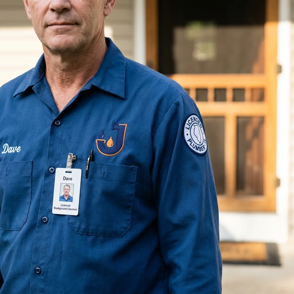Licensed plumber showing ID badge in Lincoln Park, NJ