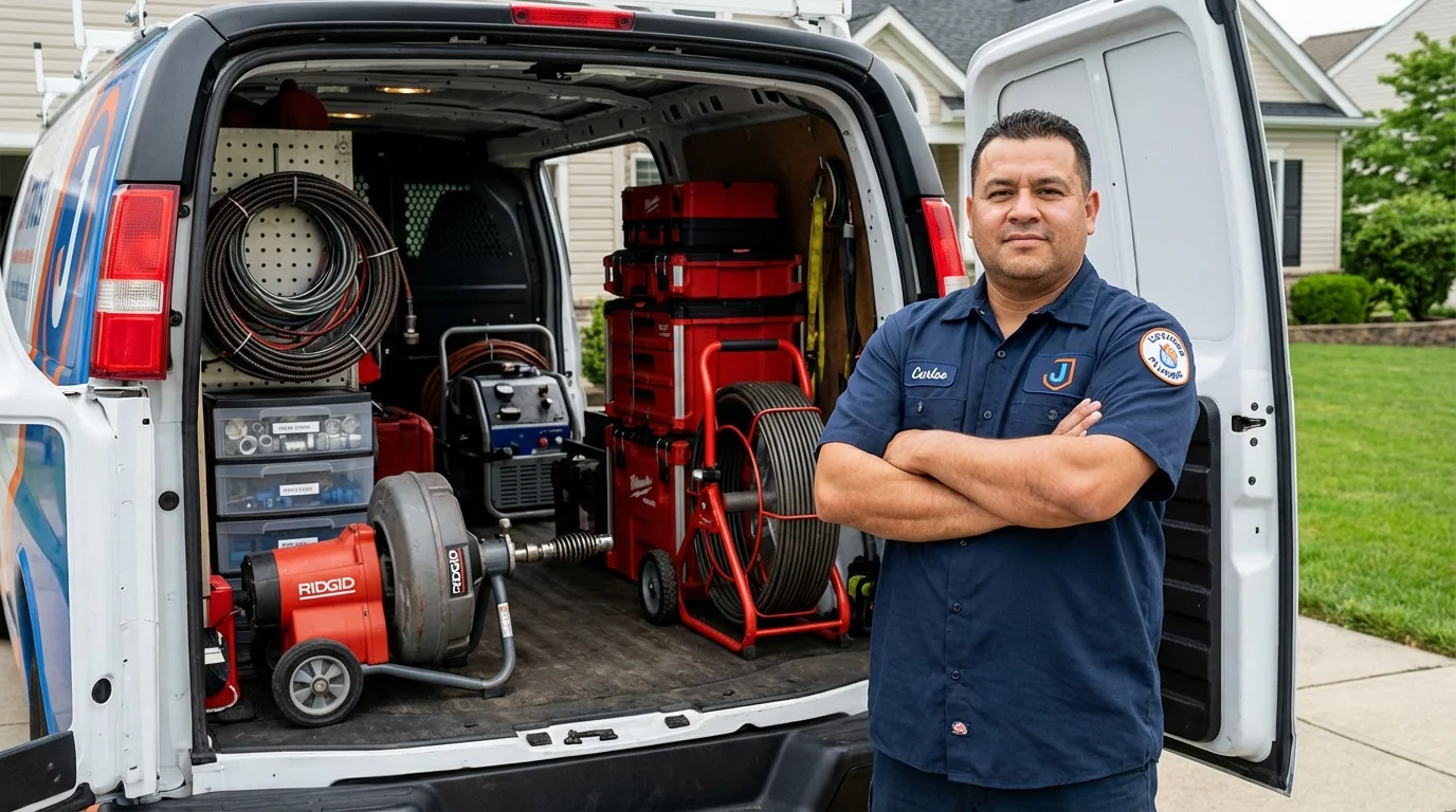 Professional drain cleaning equipment and Johns Plumbing LLC plumber in Lincoln Park