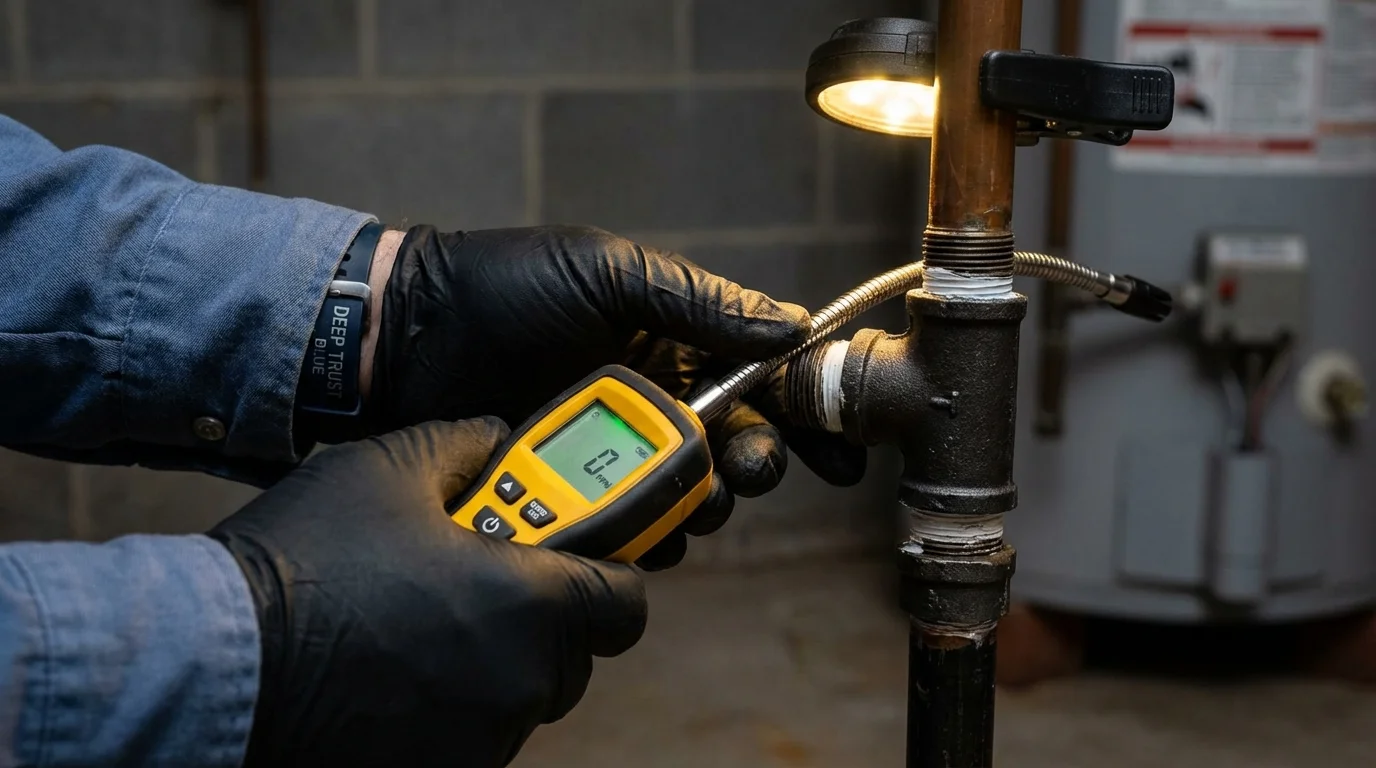 Gas leak detection with electronic sniffer by Johns Plumbing LLC in Lincoln Park