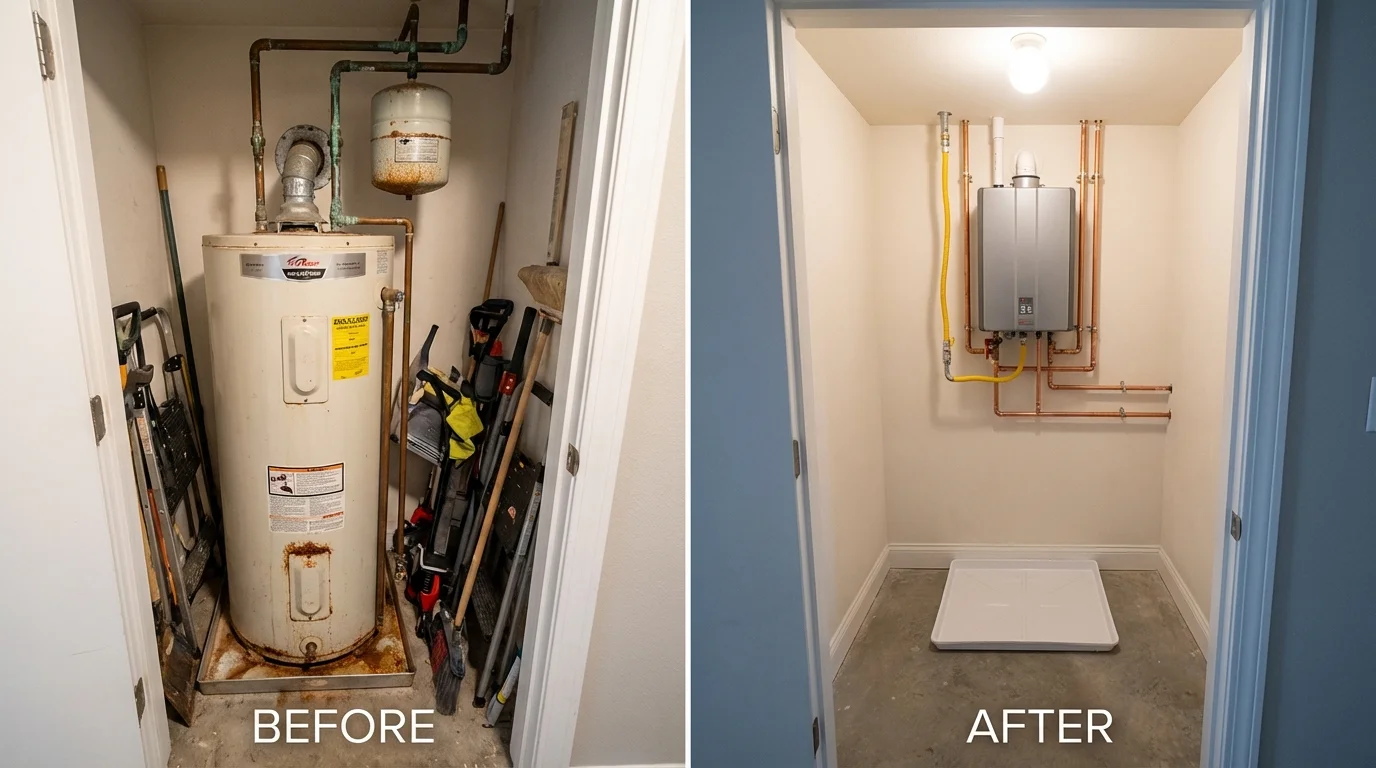 Tank water heater versus wall-mounted tankless unit comparison for Lincoln Park, NJ homeowners